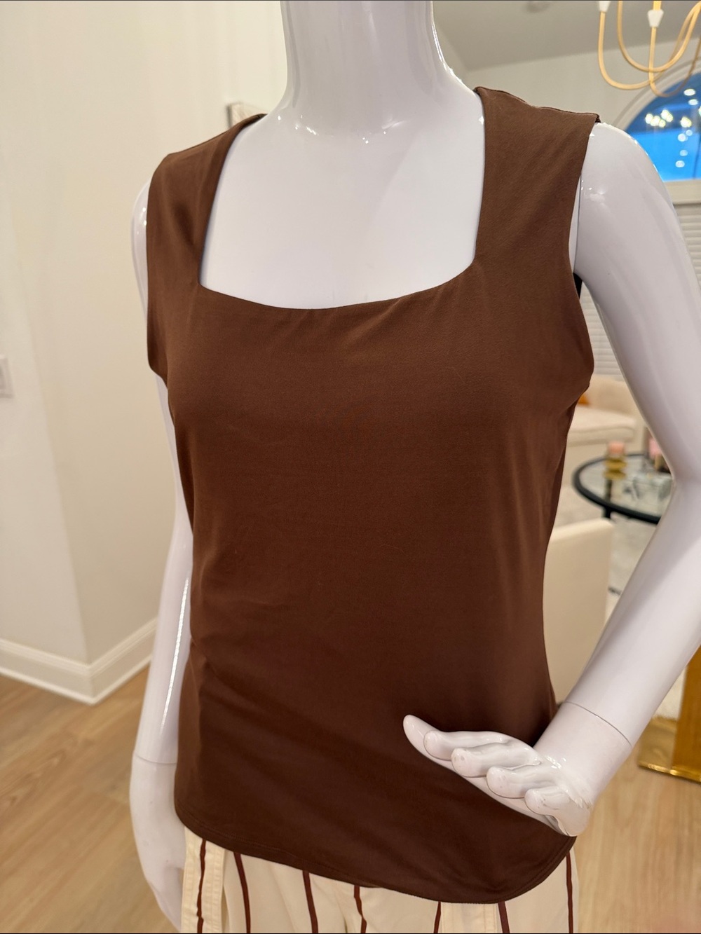 C. Wonder Brown Square-Neck Tank Top